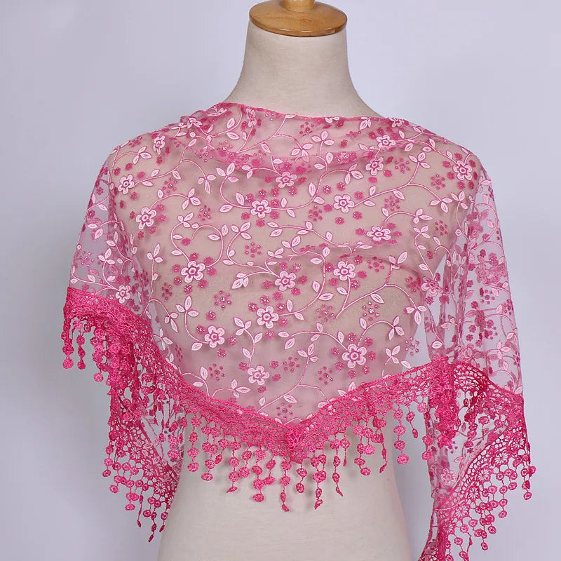 fashion flower polyester lace chiffon scarves
