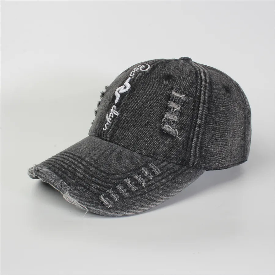 Retro New Style Denim Fishing Cap Women's Harajuku Sun Protection Bucket Hat Cuffed Tear Design Casual Versatile Streetwear