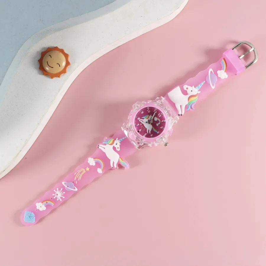 Children's Watch Creative Cartoon Quartz Color Shell Luminous Series Watch Primary School Boys and Girls 3D Viscose Watch