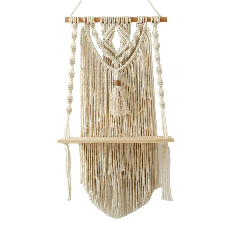 New Hand-woven Tapestry Shelf Cotton Rope Wall Hanging Bohemian Storage Rack Hotel Homestay Children's Room Hanging Decoration