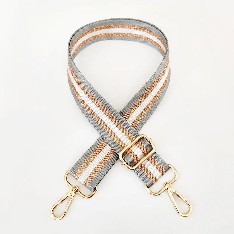 new colorful nylon wide shoulder strap bright gold thread purse accessories strap adjustable shoulder crossbody replacement long strap