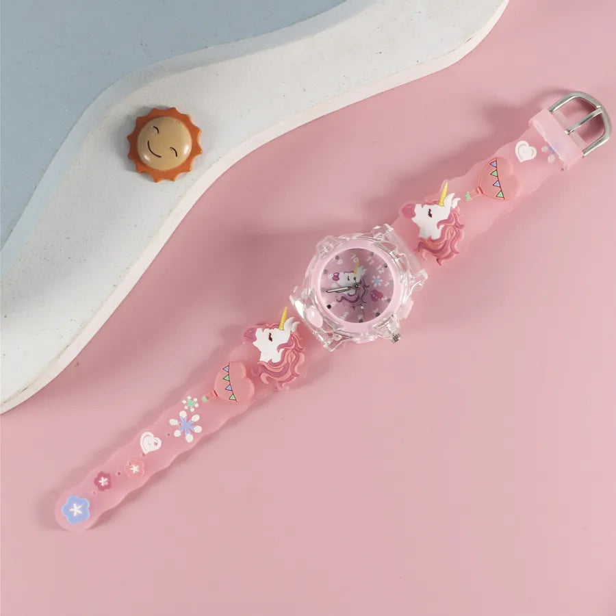 Children's Watch Creative Cartoon Quartz Color Shell Luminous Series Watch Primary School Boys and Girls 3D Viscose Watch