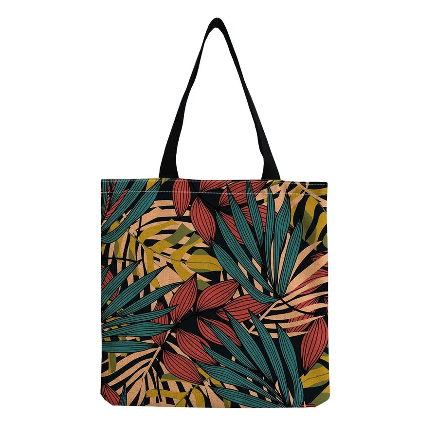 women's tropical leaf shopping bags