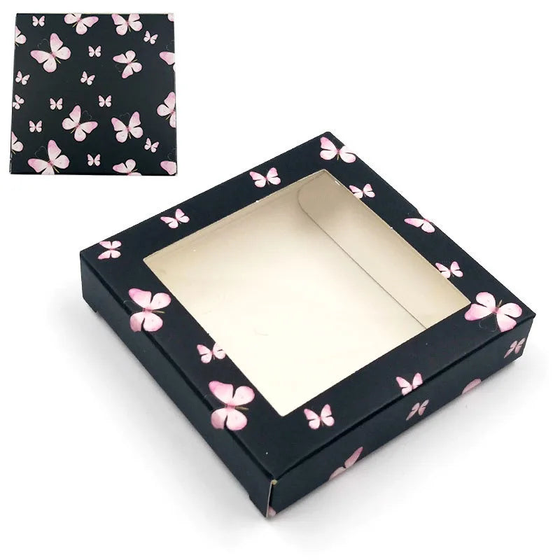 new square butterfly window false eyelash card paper box