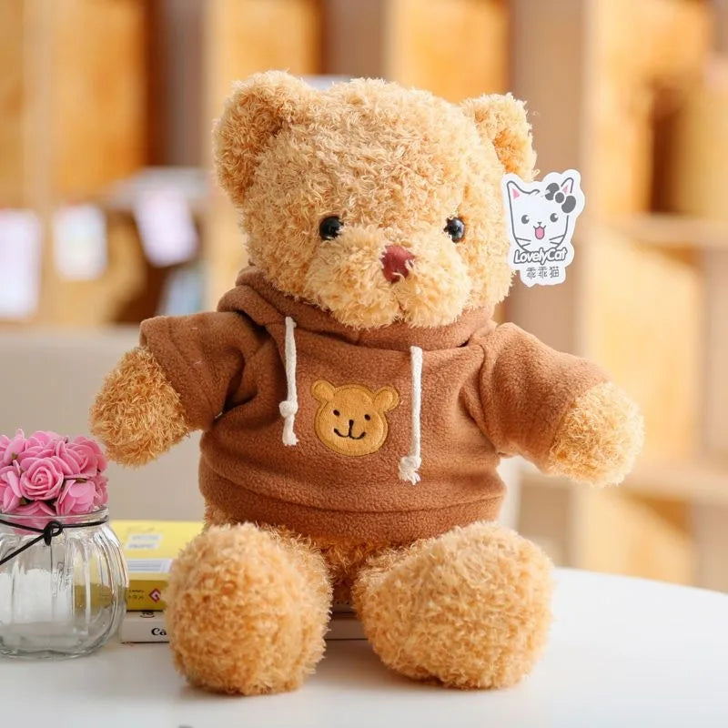 Wholesale sweater bear doll large pillow cute dressing teddy bear doll birthday gift girl plush toy