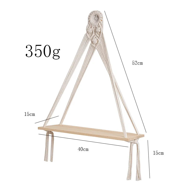 New Hand-woven Tapestry Shelf Cotton Rope Wall Hanging Bohemian Storage Rack Hotel Homestay Children's Room Hanging Decoration