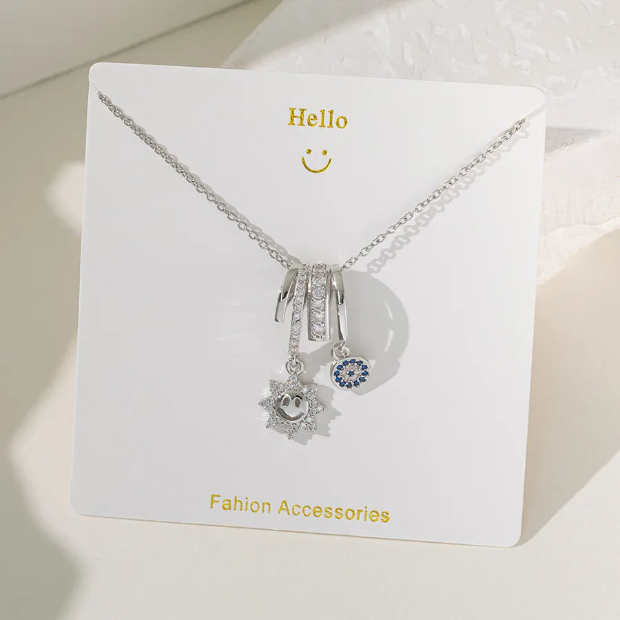 Wholesale Jewelry Elegant Glam Geometric Flower Butterfly 304 Stainless Steel Copper Plating cable chain Pendant Necklace