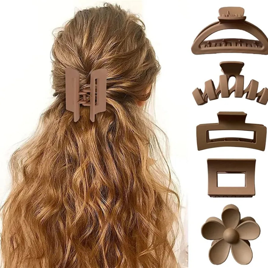 Hot Barrettes Milk Tea Color Hair Accessories Simple Geometric Shark Clip Back Head Updo Hair Clip Barrettes Wholesale