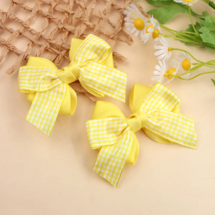 New British Academy Style Ins Pair of Fresh Plaid Bow Hairpin Handmade Hair for Girls