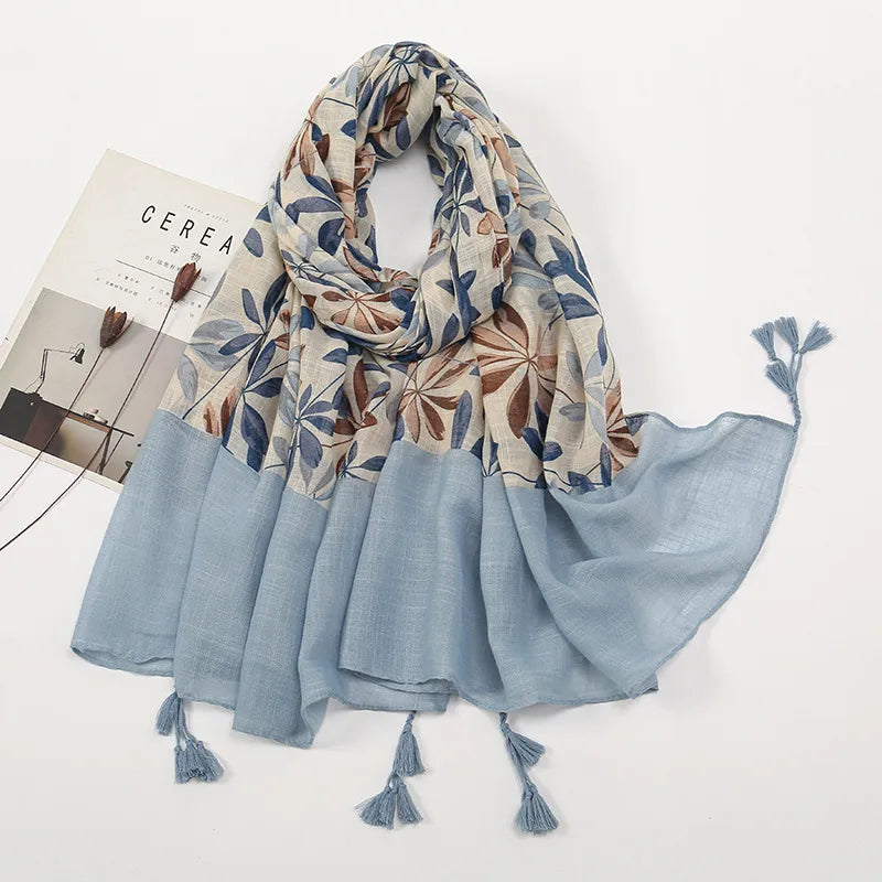 Women's Sweet Color Block Polyester Printing Scarf