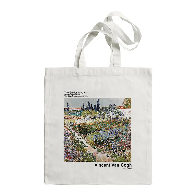 women's retro oil painting shopping bags