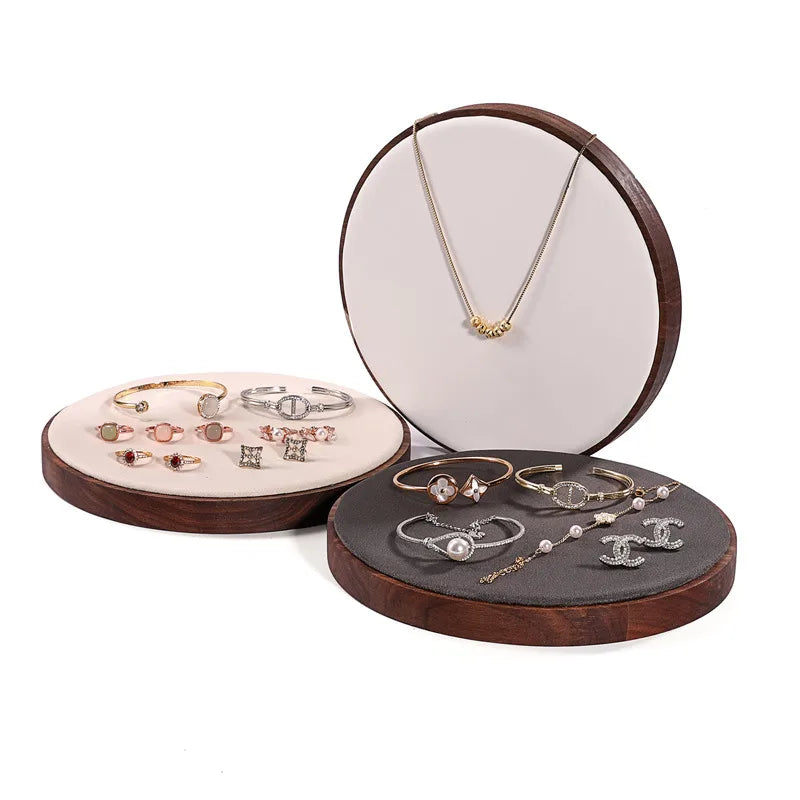 Walnut Round Bracelet Display Stand Chain Bracelet Tray Jewelry Accessory Show Props Solid Wood Hand Chain Display Plate