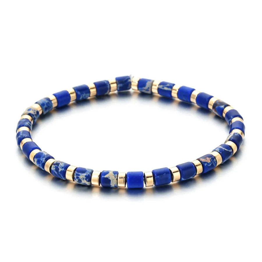 Ethnic Style Geometric natural stone Agate Beaded Chain Bracelets In Bulk