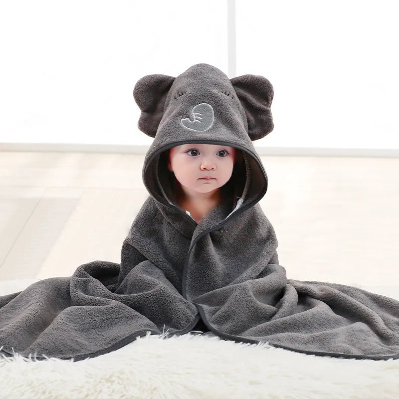 Baby Cartoon Bag Blanket Coral Fleece Absorbent Children's Bath Towel Embroidered Blanket with Hood Cloak Soft Newborn Blanket