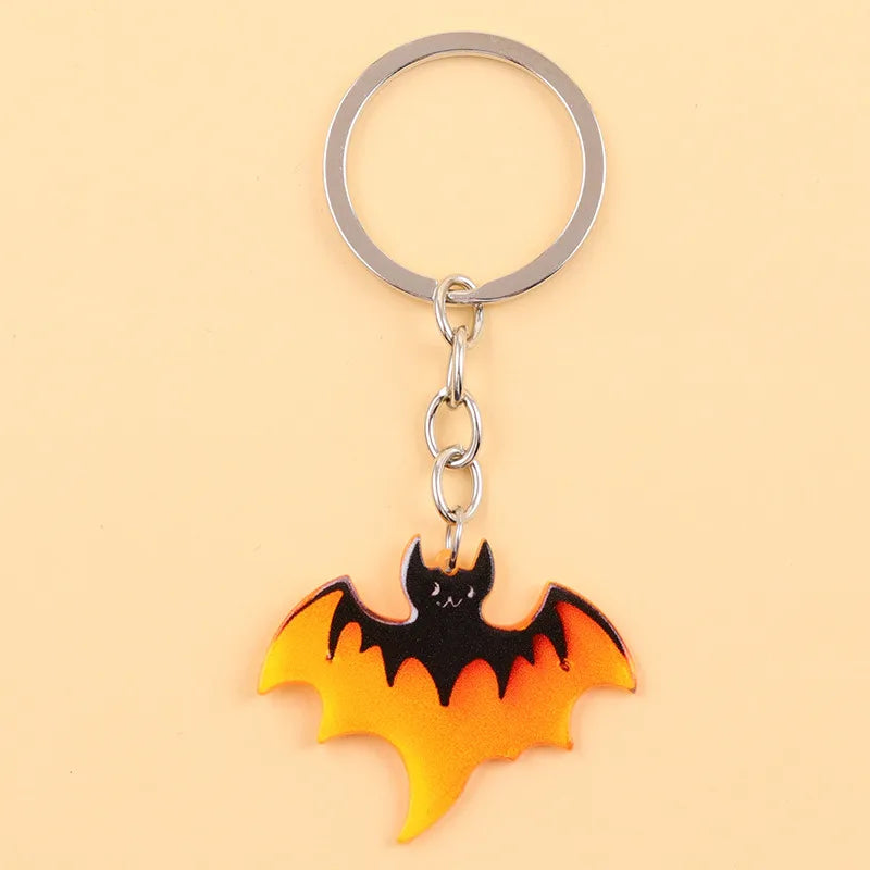Cartoon Acrylic Keychain Color Block Spider Bat Design Cute Style Personality Hanging Ornament Accessories Halloween Series