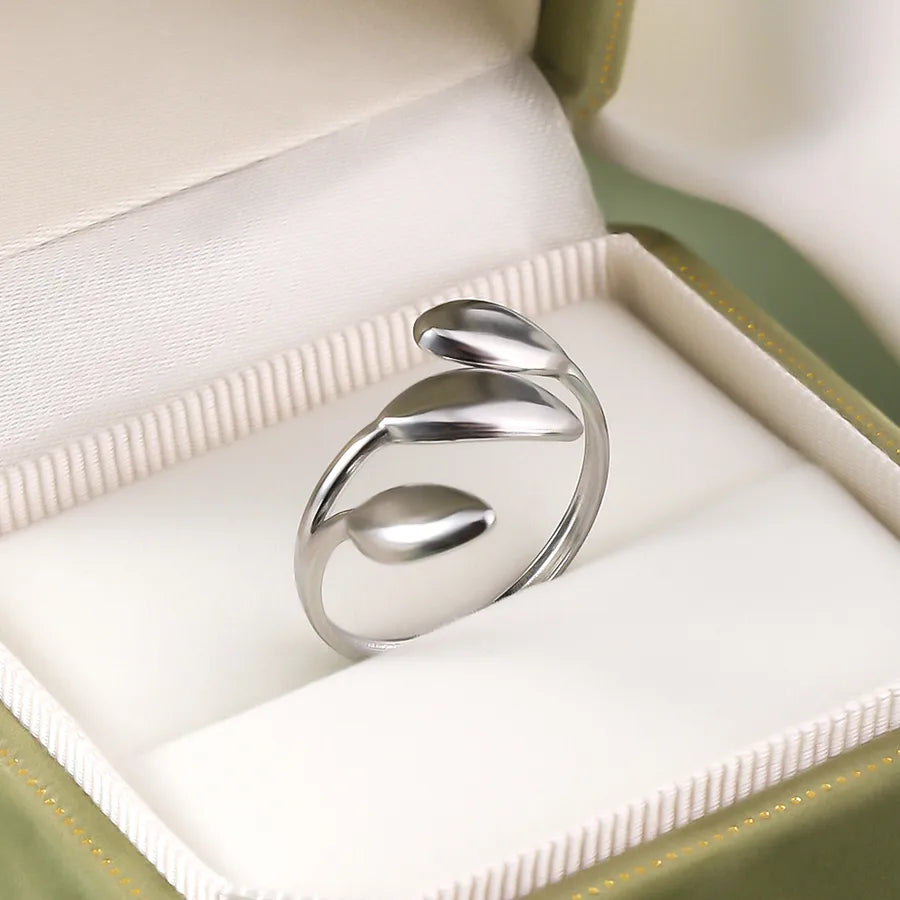 Wholesale Jewelry IG Style Elegant Retro Geometric Leaf Heart Shape 304 Stainless Steel Plating Open Rings