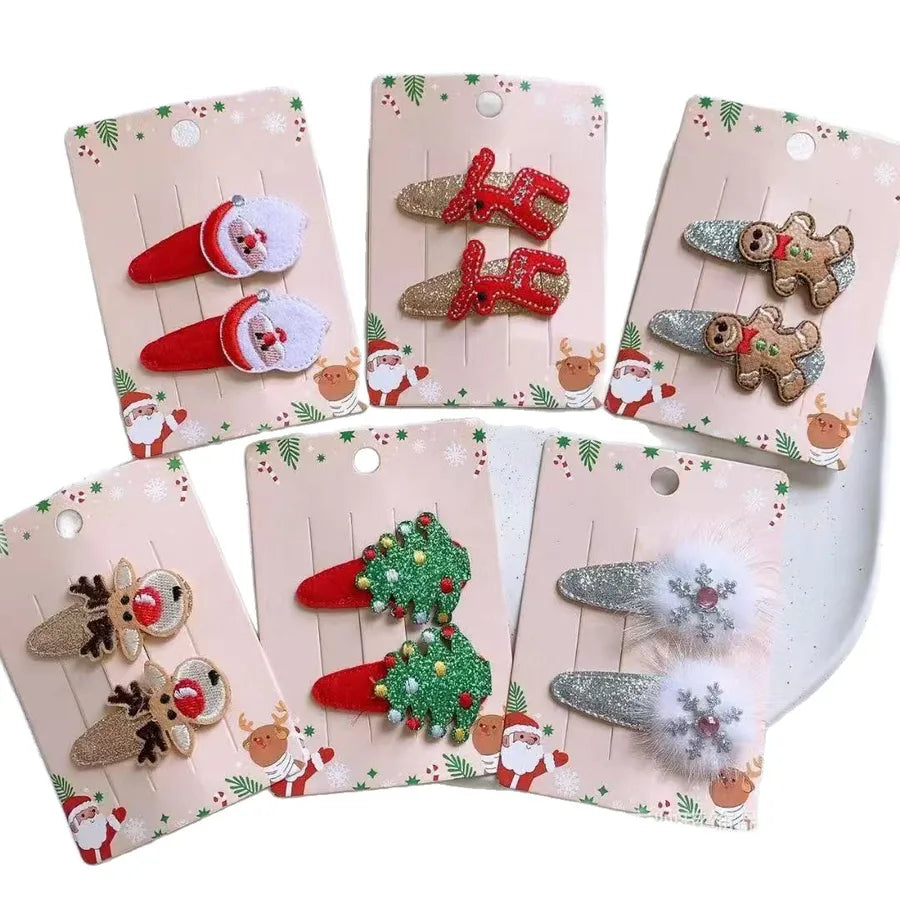 Sweet Cute Christmas Butterfly Knot Hair Clip For Girls Children's Holiday Snowman Tree Hair Accessories Festive Headwear