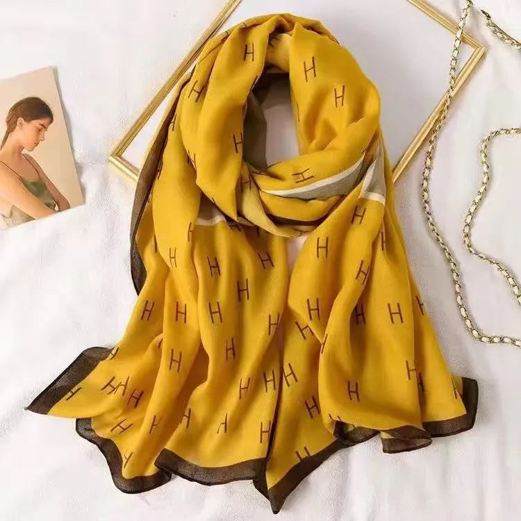 women's fashion star heart shape cotton and linen printing cotton linen scarves