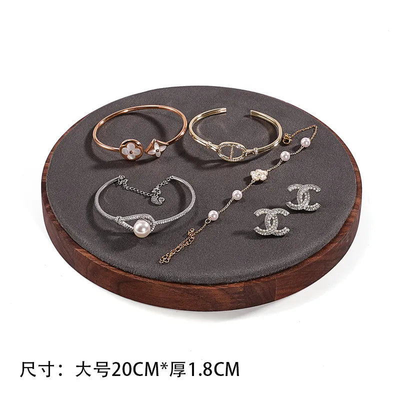 Walnut Round Bracelet Display Stand Chain Bracelet Tray Jewelry Accessory Show Props Solid Wood Hand Chain Display Plate