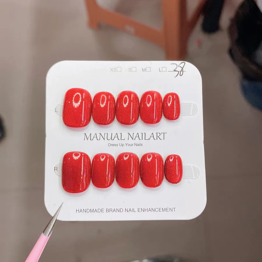 Handmade Wearable Nail Art Phototherapy Finished Product Sparkling Crystal Stone Cat's Eye Removable Starry Sky Pattern Simple Style