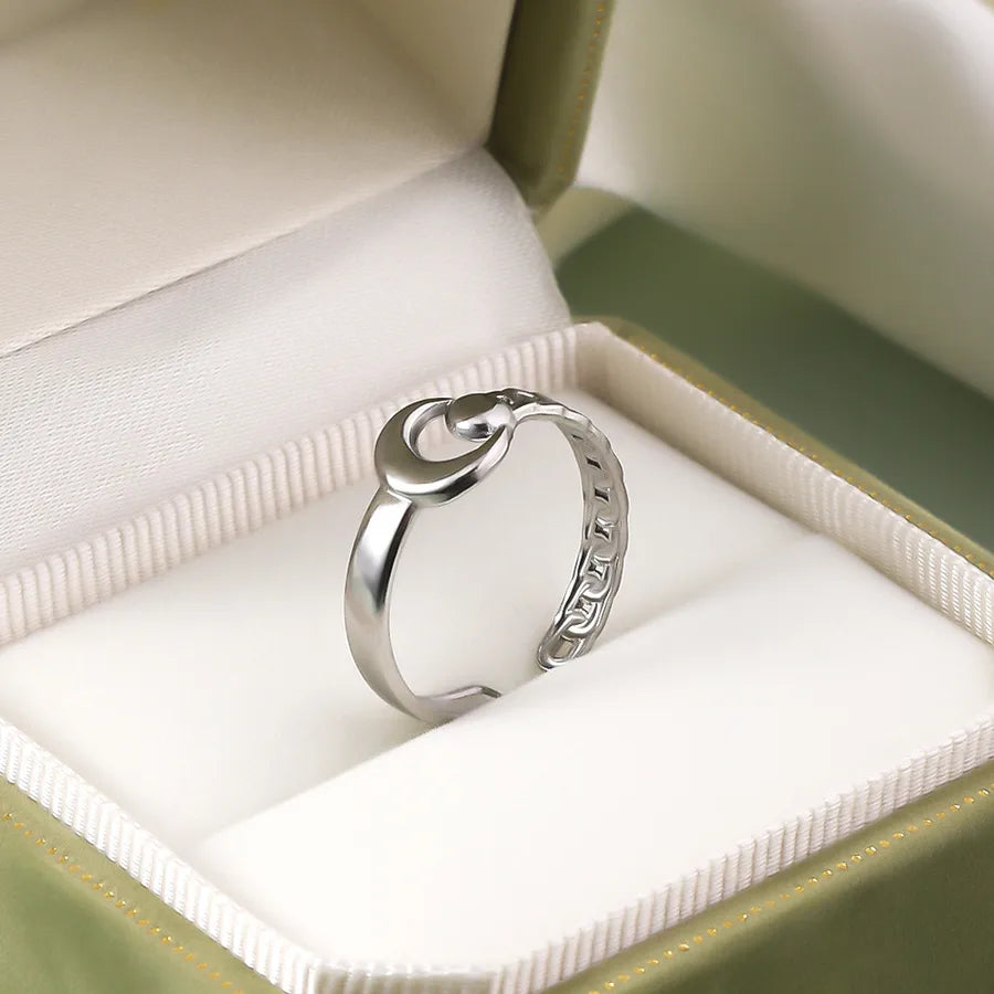 Wholesale Jewelry IG Style Elegant Retro Geometric Leaf Heart Shape 304 Stainless Steel Plating Open Rings