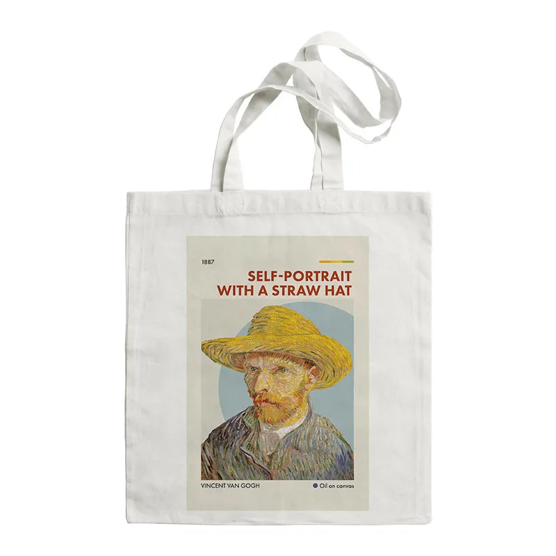 women's retro oil painting shopping bags