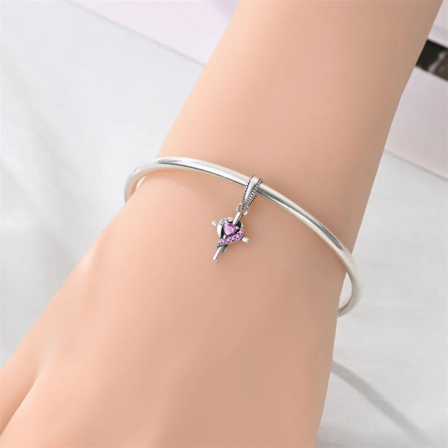 New 925 Sterling Silver Charm Birthstone Pendant DIY Jewelry Bracelet Accessories Attractive Cross Design Original Design