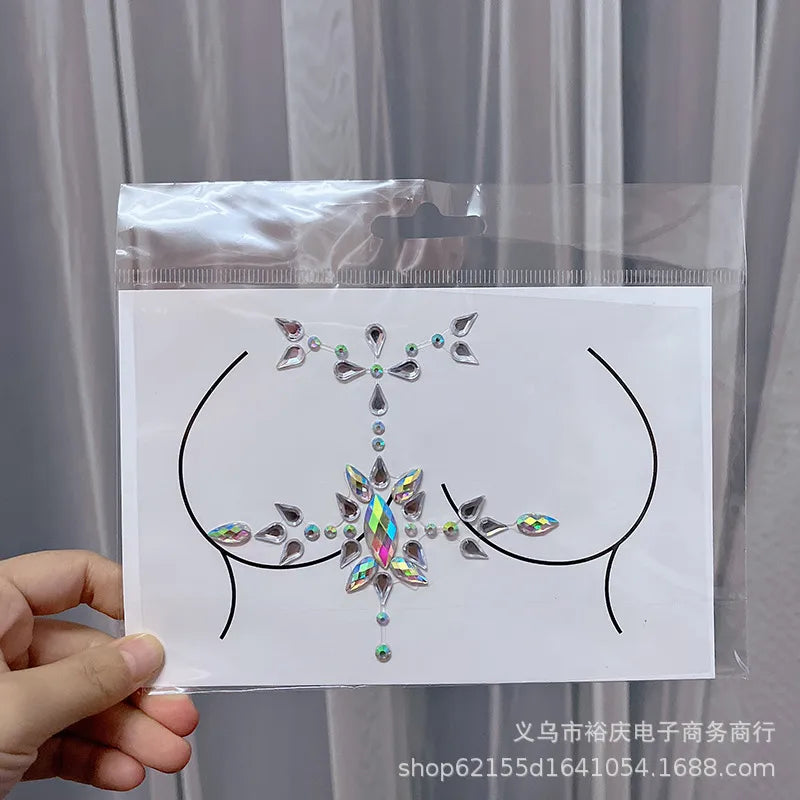 Halloween face stickers chest stickers body tattoo stickers resin acrylic Diamond stickers tattoo stickers wholesale
