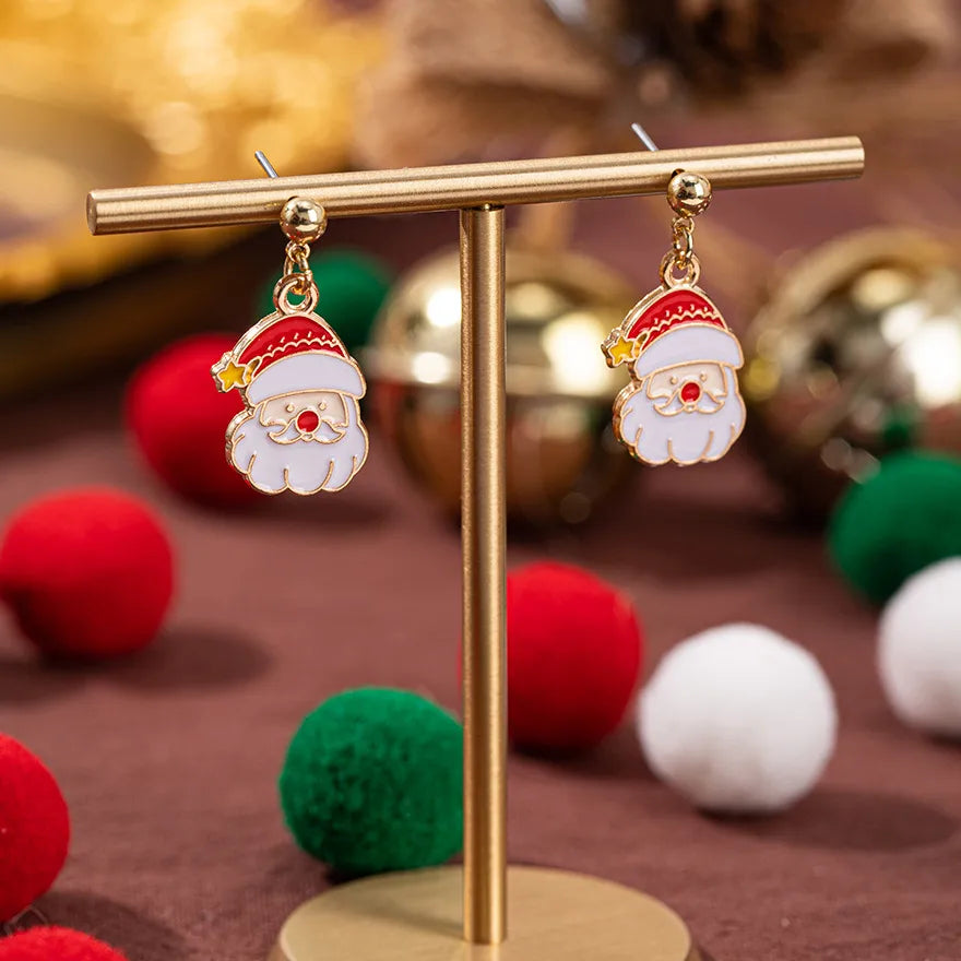 Christmas Theme Alloy Ear Cuff Drop Earrings New Products Small Pendant Diy Accessories Christmas Hat