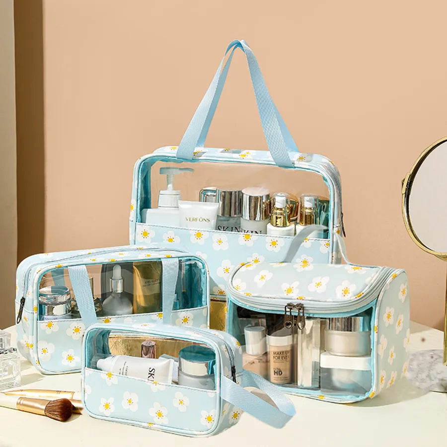 cute pastoral solid color pu leather makeup bags
