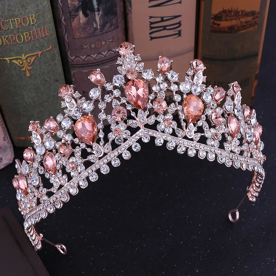 fashion water droplets crown alloy hollow out inlay rhinestones crown 1 piece