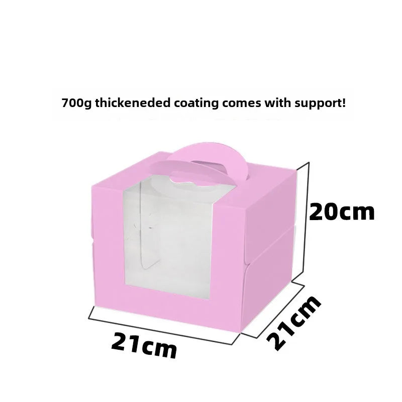 Three three four four six six eight eight inch birthday cake box portable cake box transparent window cake dessert packing box