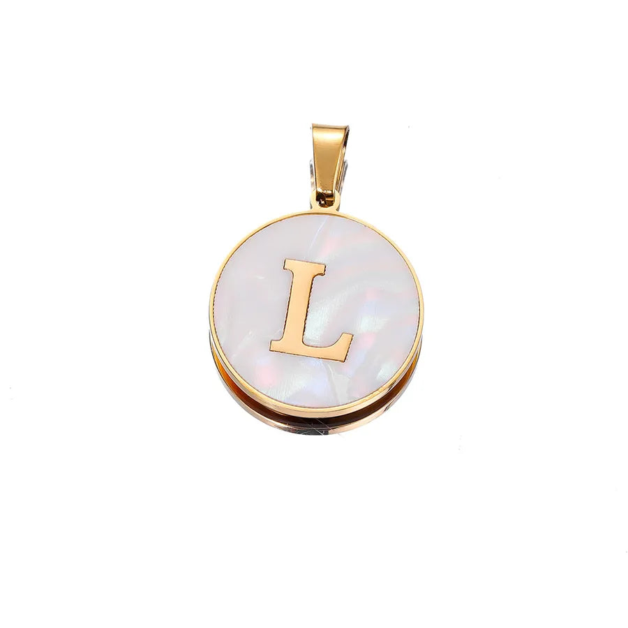 1 Piece 22mm Hole 4~4.9mm 304 Stainless Steel Fritillary Letter Pendant Jewelry Accessories