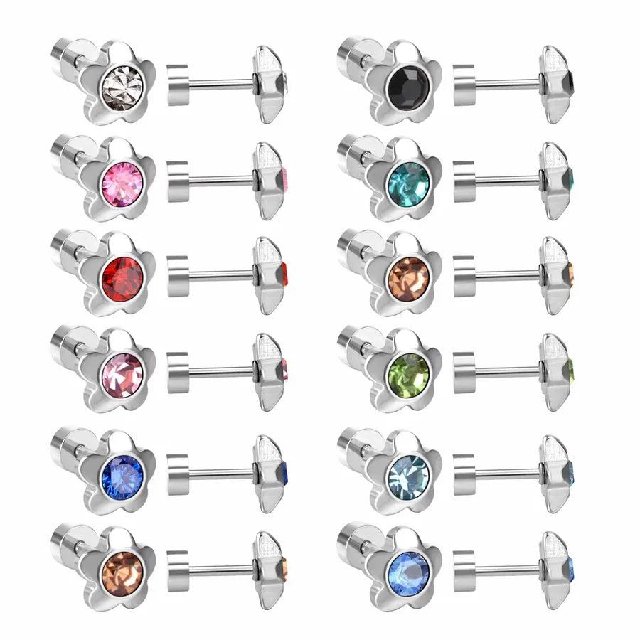 12 pairs Elegant Simple Style Hexagon 304 Stainless Steel 18K Gold Plated Ear Studs