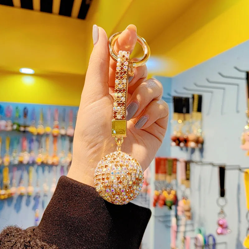 Creative Gift New Crystal Ball Car Keychain Glittering Diamond Ladies Handbag Pendant Christmas Valentine's Day New Year