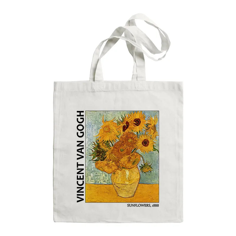 women's retro oil painting shopping bags
