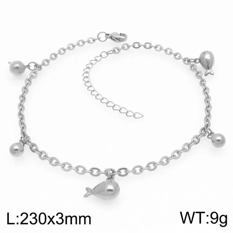 Wholesale Jewelry IG Style Vintage Style Star Moon Cherry 304 Stainless Steel 18K Gold Plated Anklet