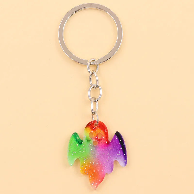 Cartoon Acrylic Keychain Color Block Spider Bat Design Cute Style Personality Hanging Ornament Accessories Halloween Series
