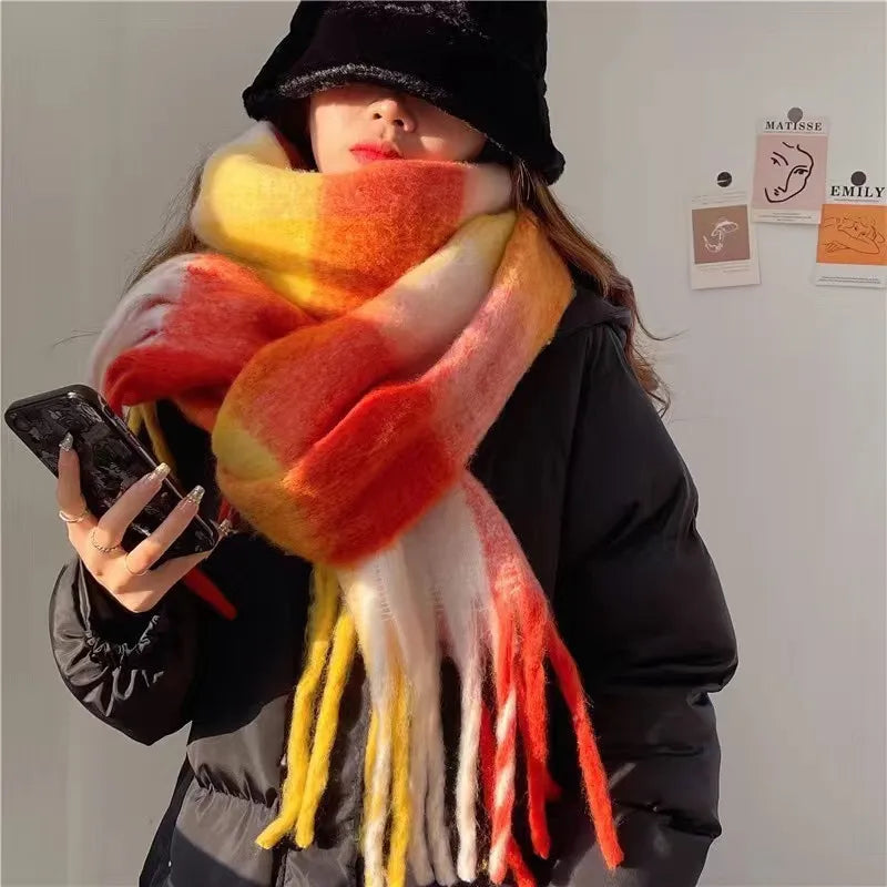 Unisex Casual Simple Style Classic Style Lattice Imitation cashmere Scarf
