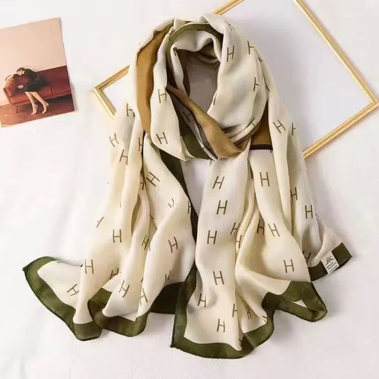 women's fashion star heart shape cotton and linen printing cotton linen scarves