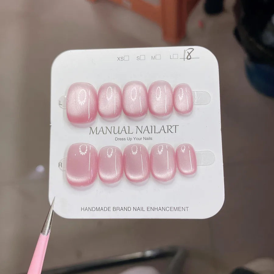 Handmade Wearable Nail Art Phototherapy Finished Product Sparkling Crystal Stone Cat's Eye Removable Starry Sky Pattern Simple Style