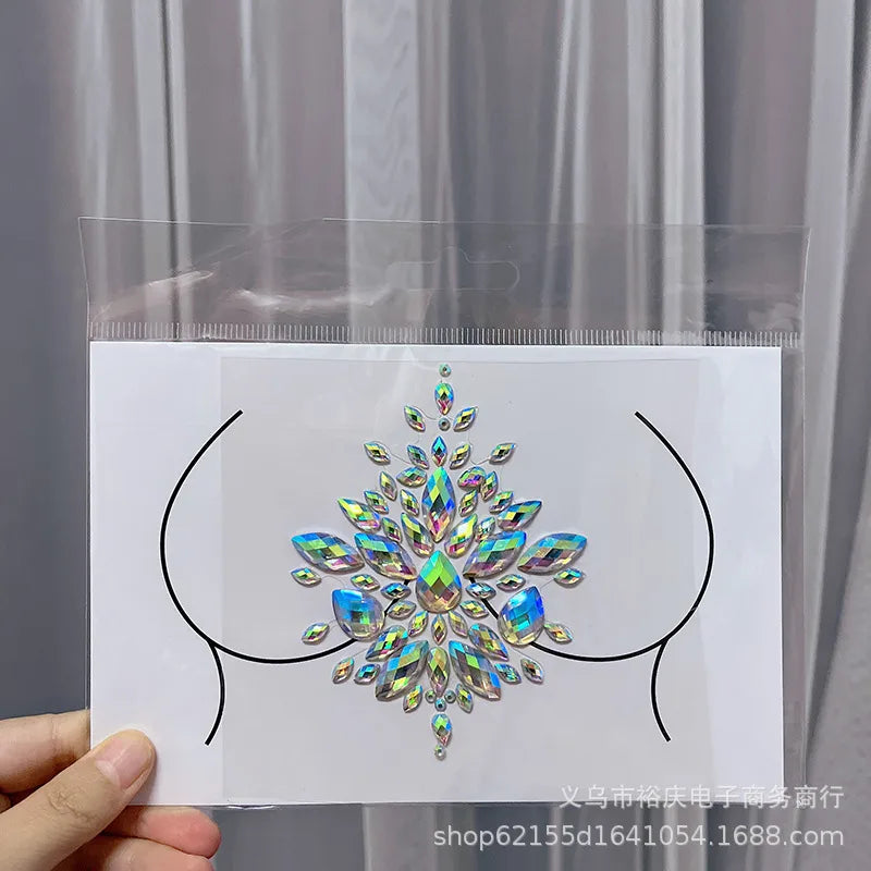 Halloween face stickers chest stickers body tattoo stickers resin acrylic Diamond stickers tattoo stickers wholesale