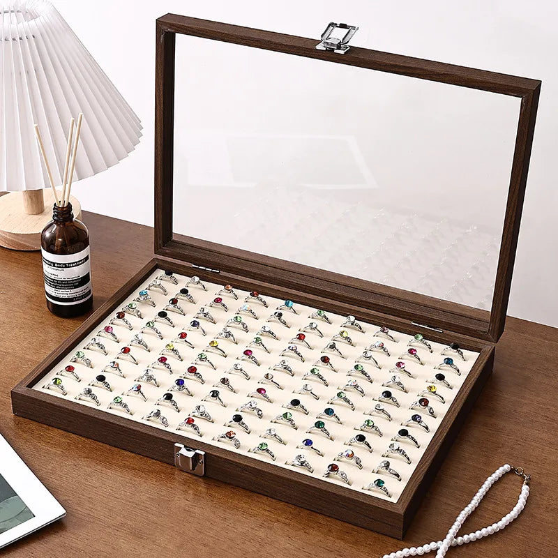 Walnut Color Luxury Covered Jewelry Box Ring Bracelet Earring Necklace Storage Box Dustproof Moistureproof Special Purpose