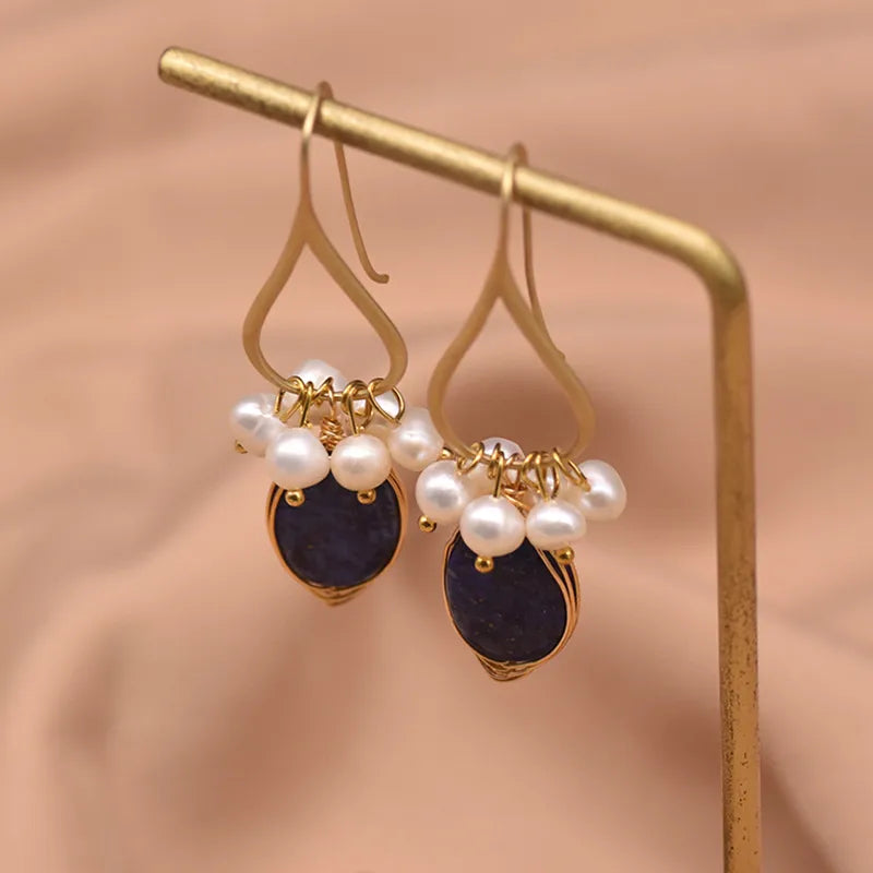 Live broadcast natural pearl earrings high-grade earrings s925 silver needle women's design natural freshwater real pearl