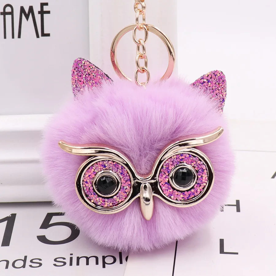 cute owl alloy plush unisex bag pendant keychain 1 piece