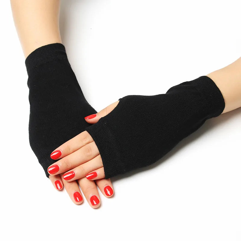 unisex retro bear owl flower knitted fabric gloves 1 pair