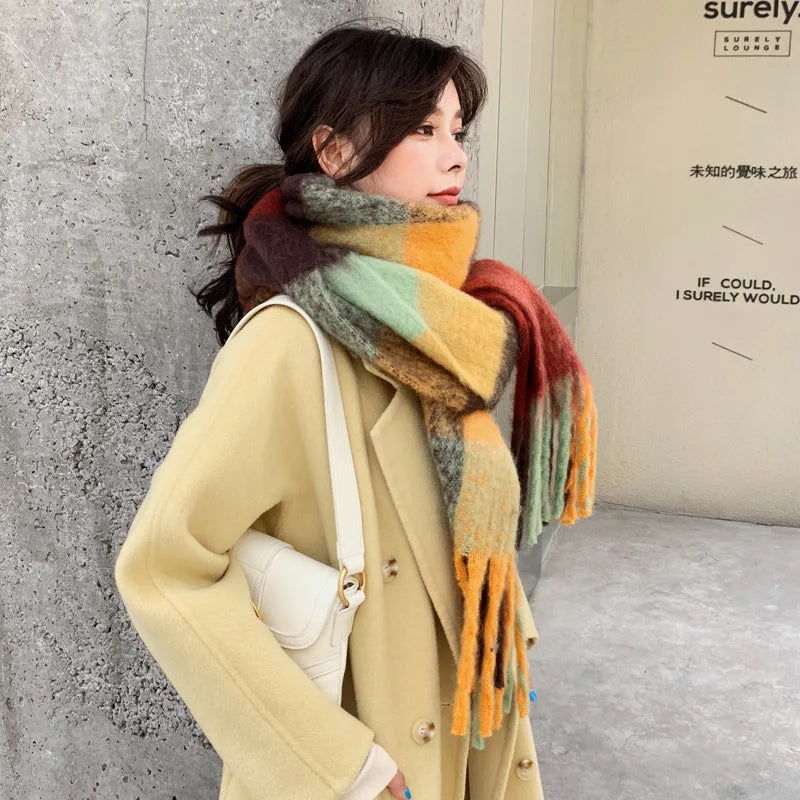 Unisex Casual Simple Style Classic Style Lattice Imitation cashmere Scarf