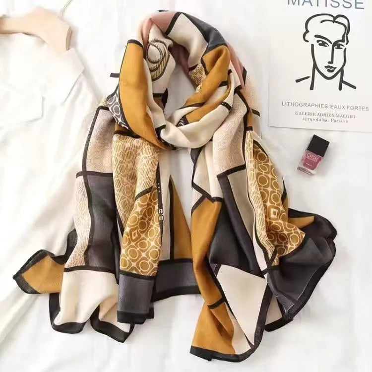 women's fashion star heart shape cotton and linen printing cotton linen scarves