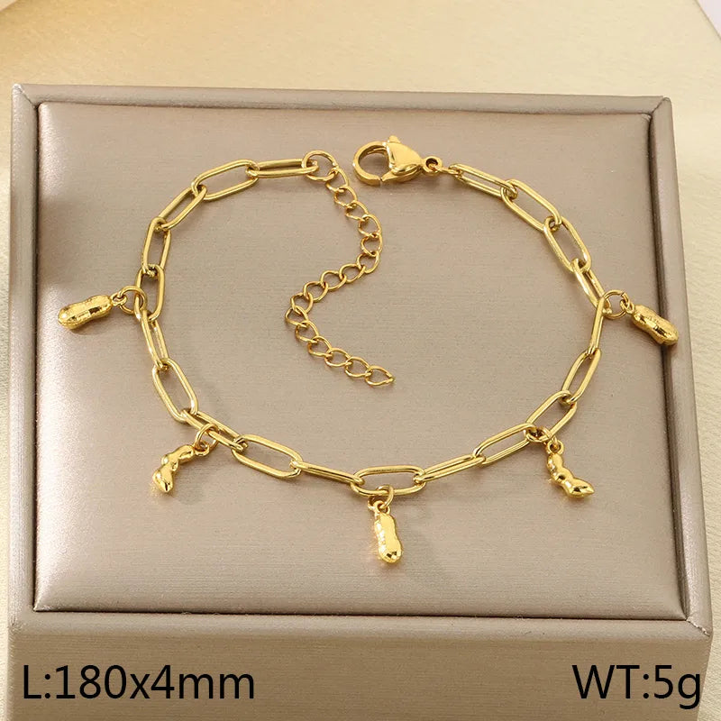 IG Style Vintage Style Cherry Ocean Butterfly 304 Stainless Steel 18K Gold Plated Paperclip Chain Bracelets In Bulk