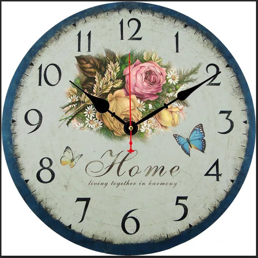 A generation of wall clock retro simple wooden clock wall hanging decorative round clock creative mute clock